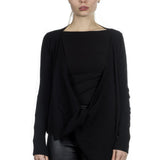 Sarah Pacini Pullover Wickeloptik schwarz
