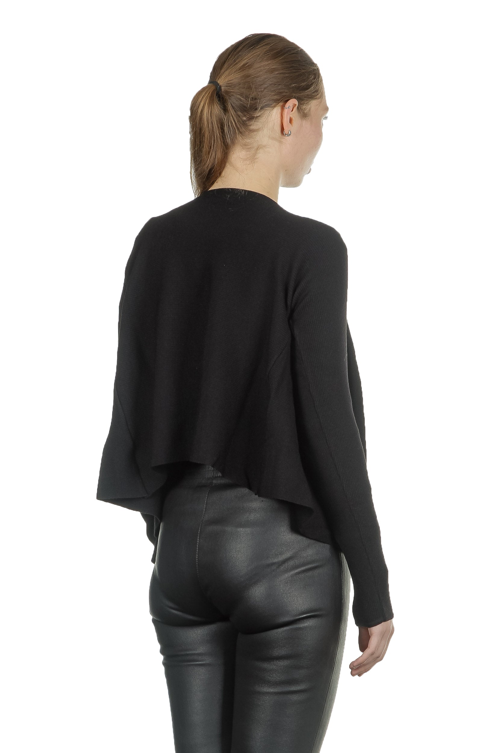 Sarah Pacini Pullover Wickeloptik schwarz