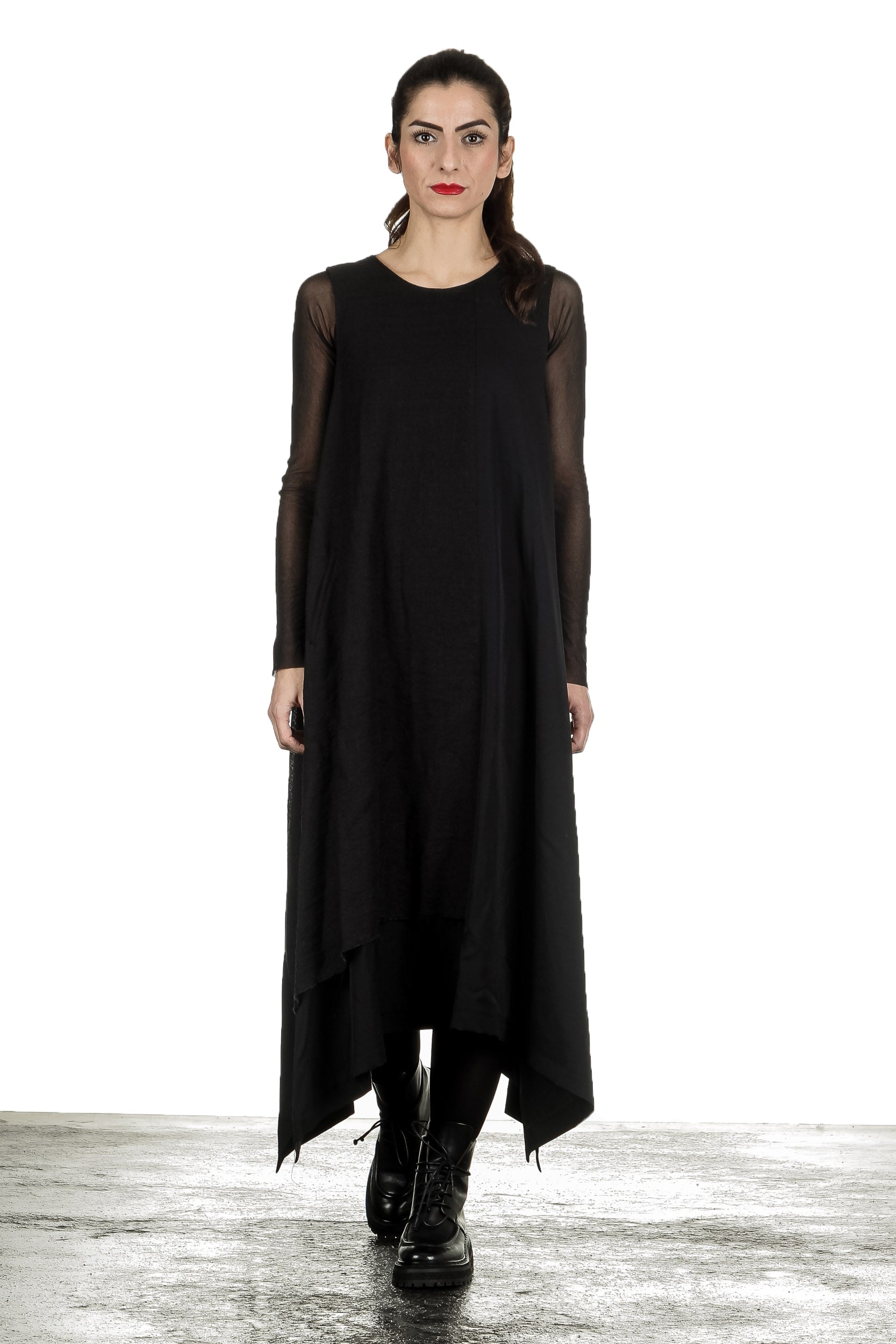 Yohji Yamamoto Damen Avantgarde Kleid in A-Linie schwarz