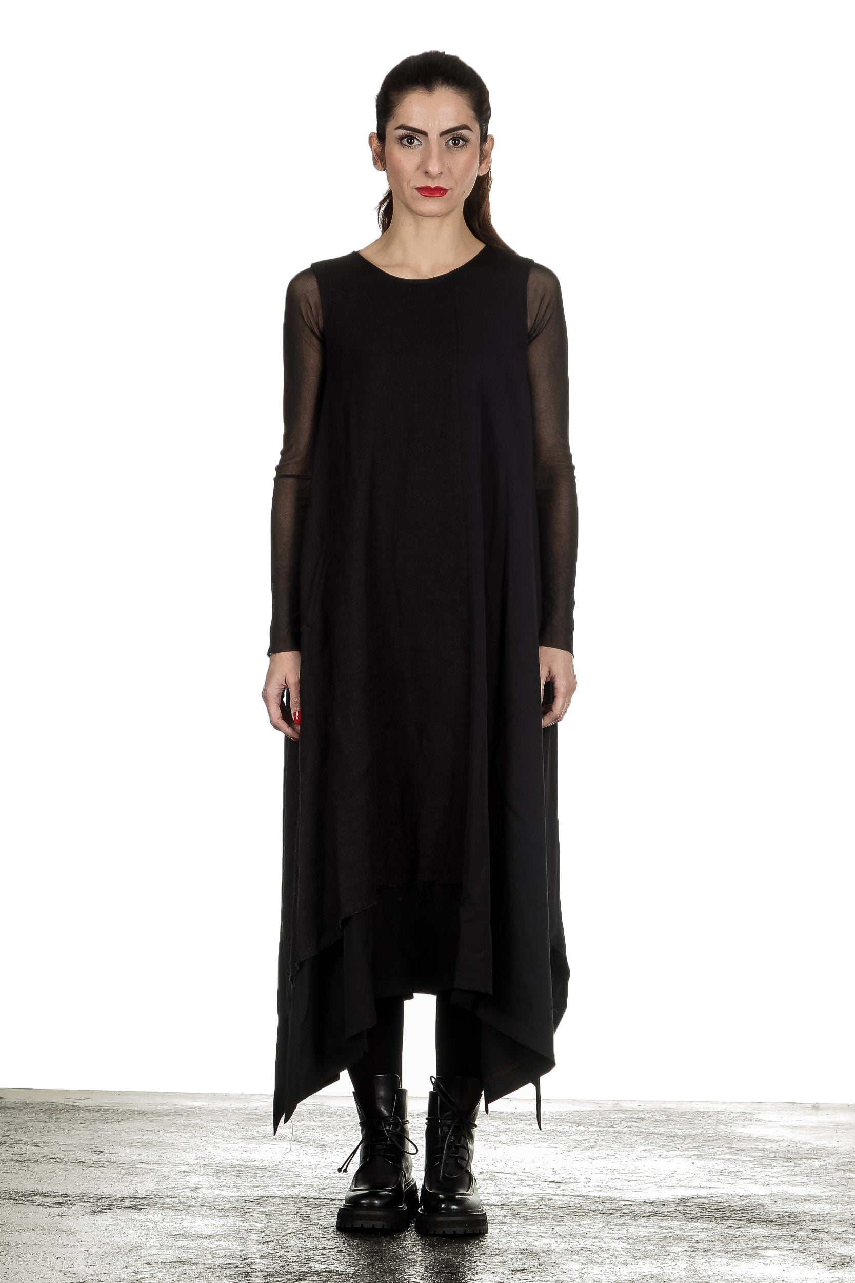 Yohji Yamamoto Damen Avantgarde Kleid in A-Linie schwarz