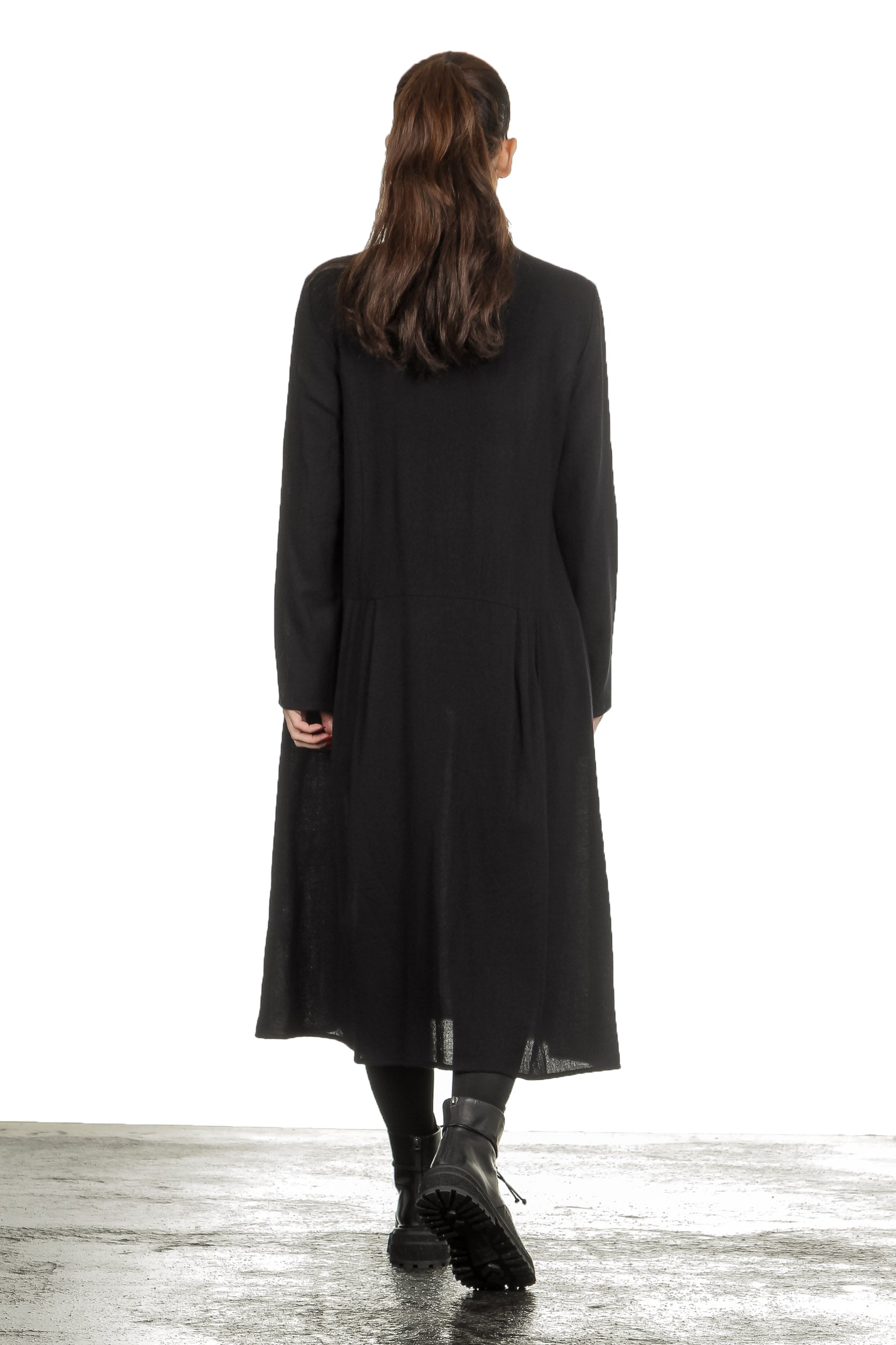 Apuntob Damen Avantgarde Hemdblusenkleid schwarz