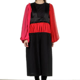 Comme Des Garçons Damen Bluse mit Rüschen schwarz rot