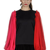 Comme Des Garçons Damen Bluse mit Rüschen schwarz rot