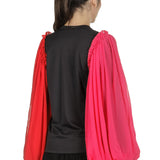 Comme Des Garçons Damen Bluse mit Rüschen schwarz rot