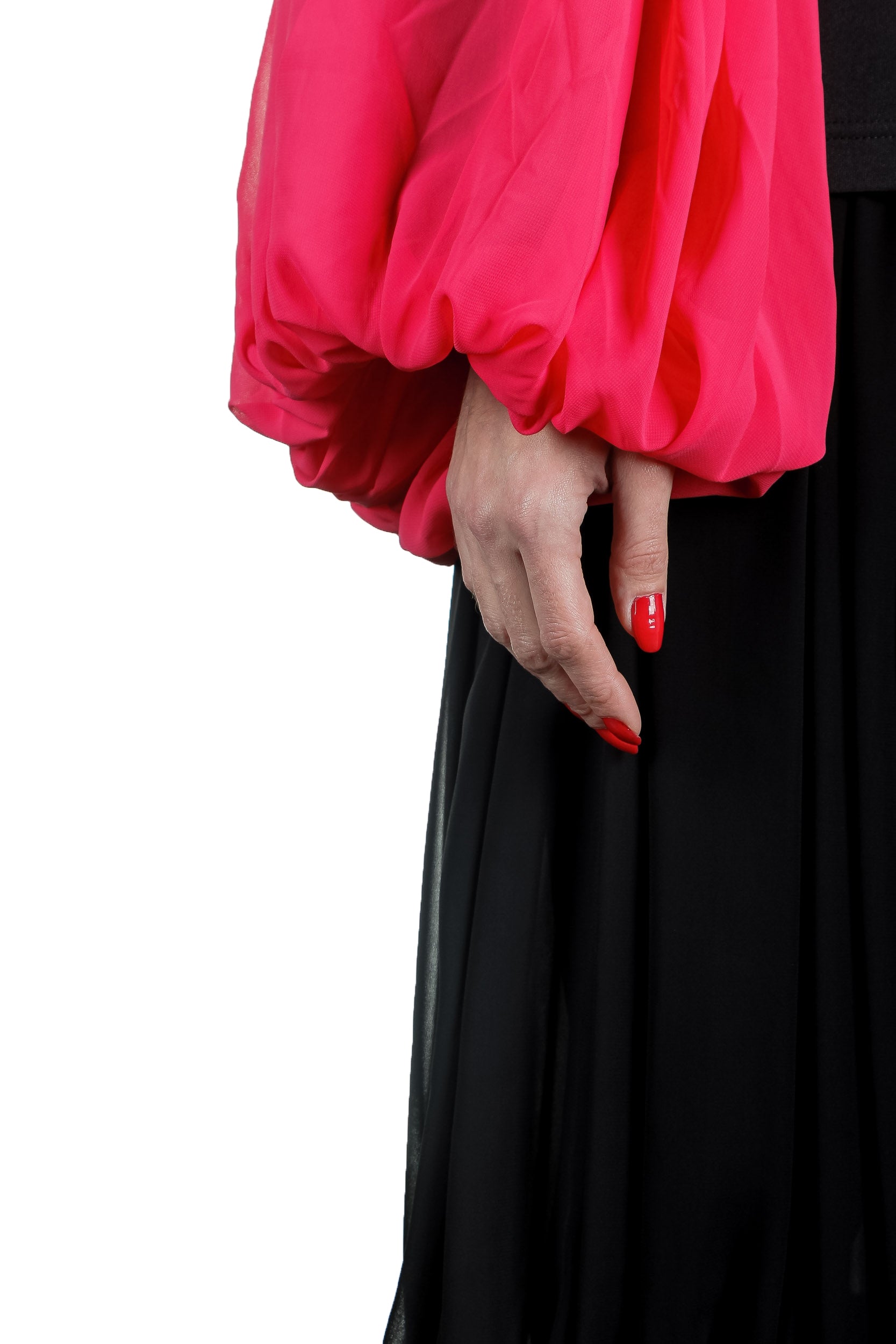 Comme Des Garçons Damen Bluse mit Rüschen schwarz rot