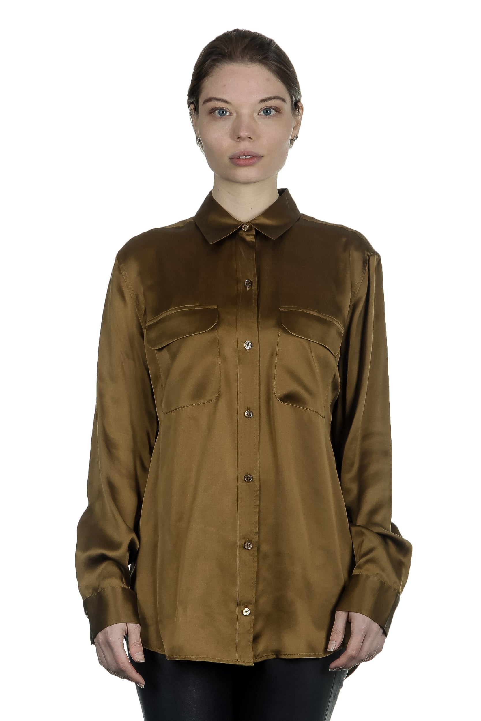Equipment Seidenbluse olive