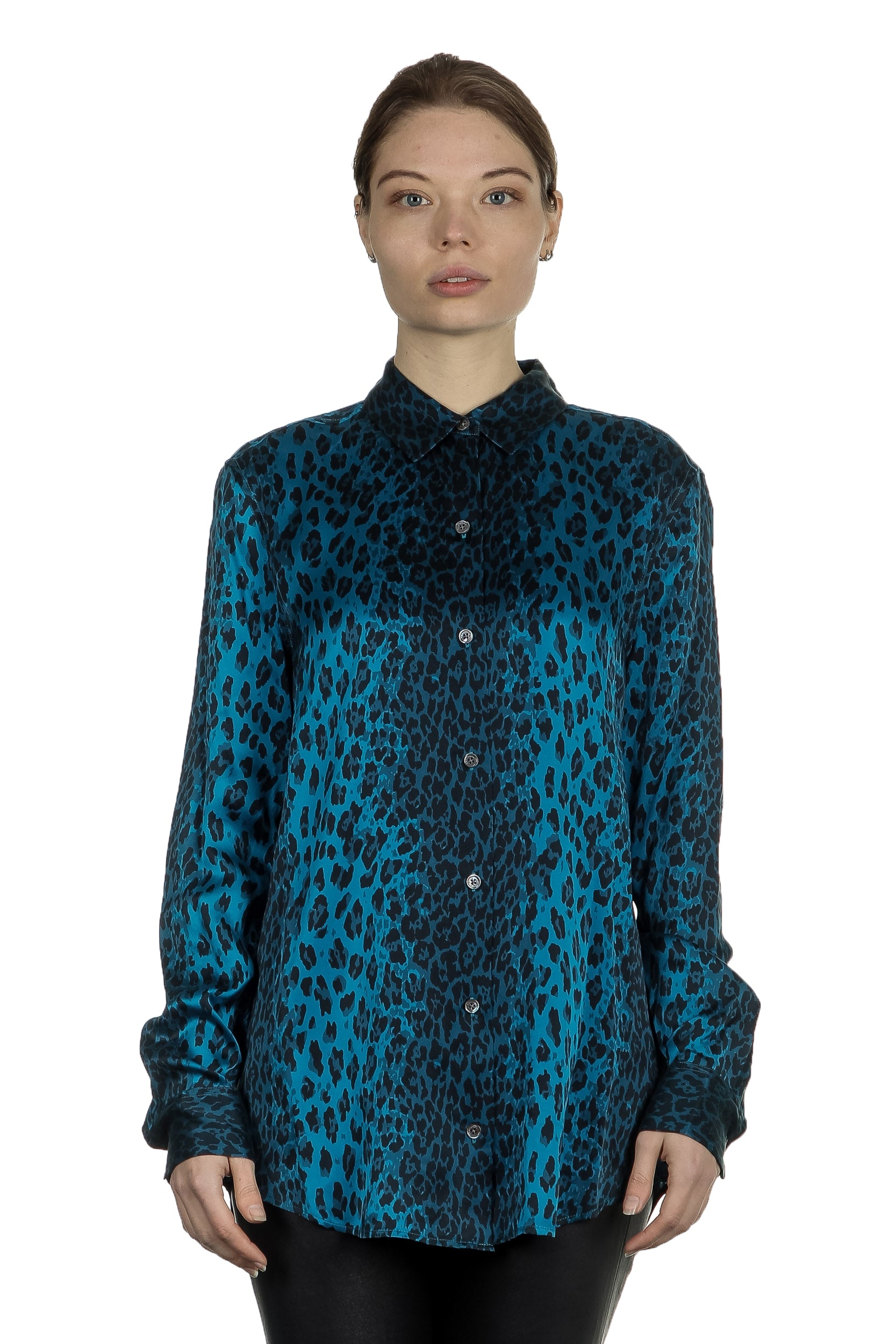 Equipment Seidenbluse Leo Print blau