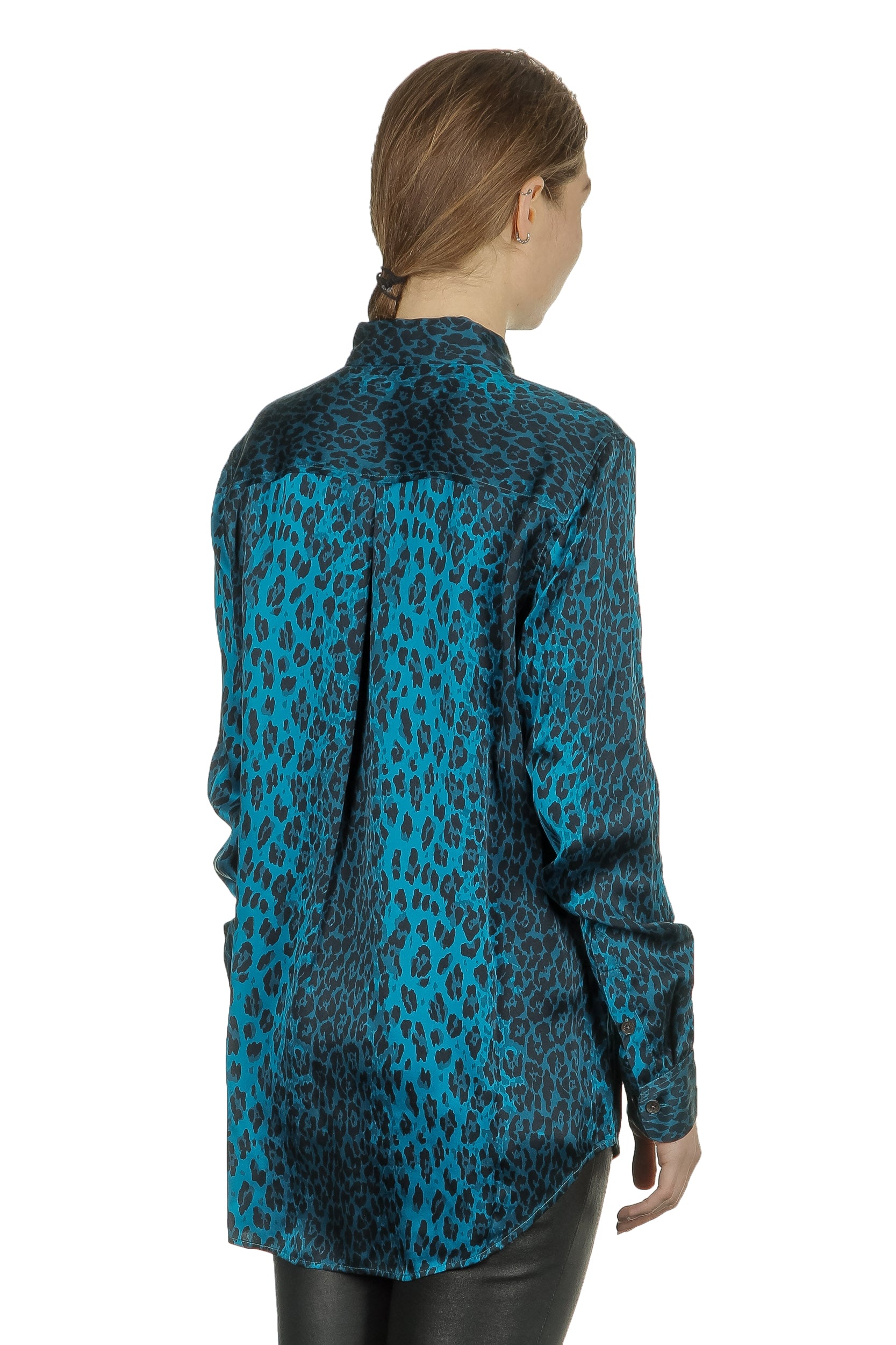 Equipment Seidenbluse Leo Print blau