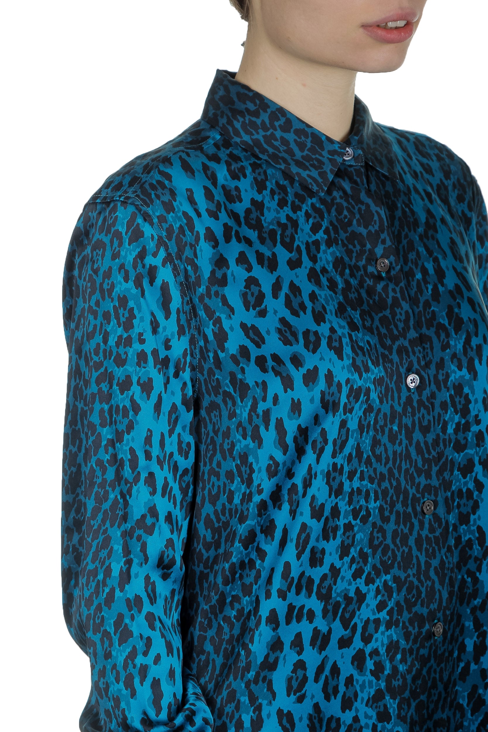 Equipment Seidenbluse Leo Print blau