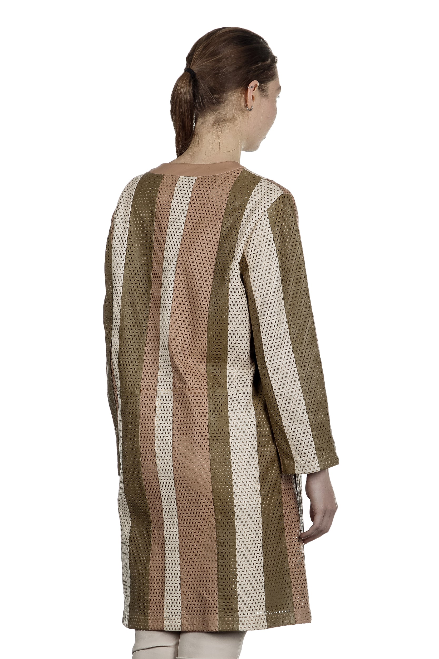 DROMe Damen Geknöpfter Ledermantel multicolor