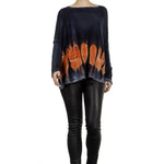 F Cashmere Damen Kaschmir Oversize Pullover blau orange