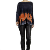 F Cashmere Damen Kaschmir Oversize Pullover blau orange