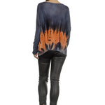 F Cashmere Damen Kaschmir Oversize Pullover blau orange