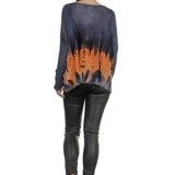 F Cashmere Damen Kaschmir Oversize Pullover blau orange