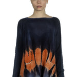 F Cashmere Damen Kaschmir Oversize Pullover blau orange