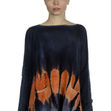 F Cashmere Damen Kaschmir Oversize Pullover blau orange