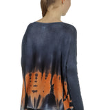 F Cashmere Damen Kaschmir Oversize Pullover blau orange