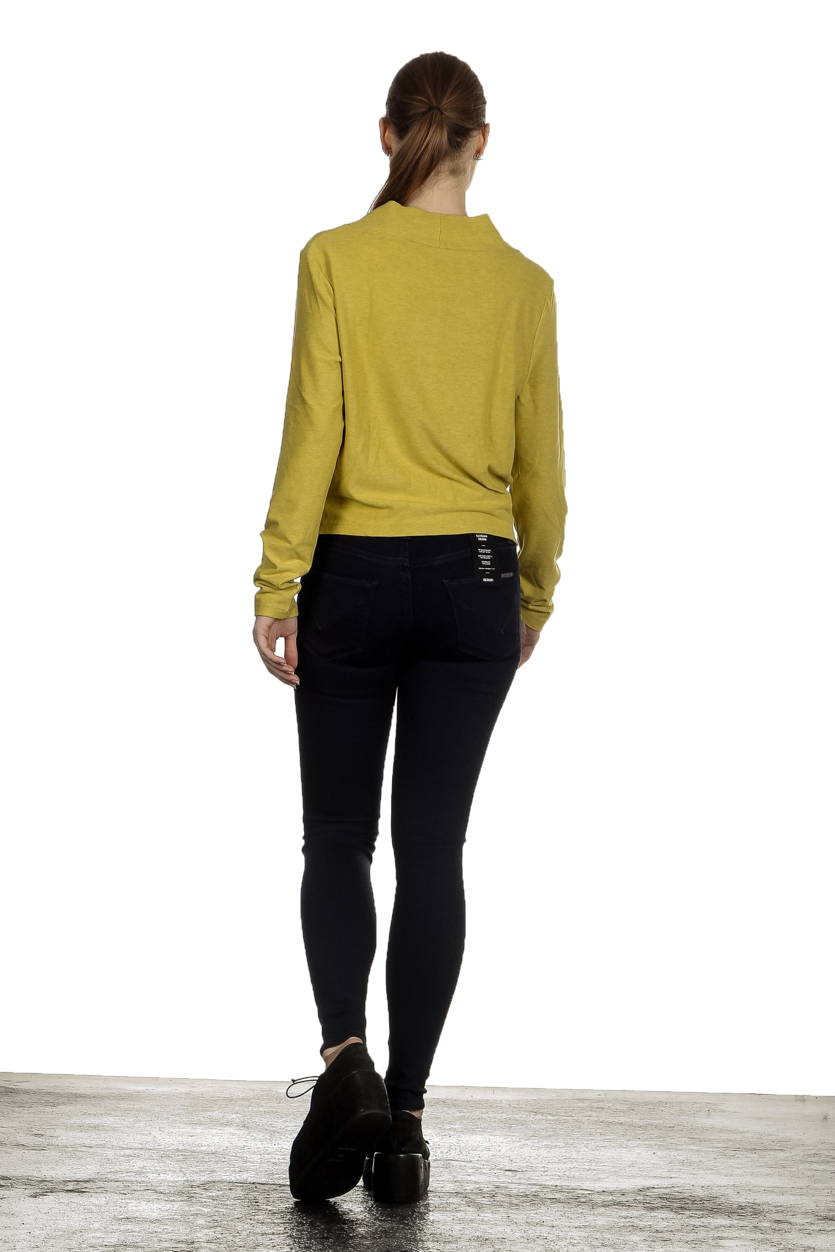 The Swiss Label Damen Drapiertes Langarm Shirt gelb