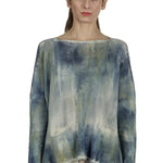 F Cashmere Damen Oversized Pullover blau multicolor
