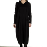 Yukai Damen Kleid Asymetrisch mit Kapuze schwarz