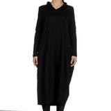 Yukai Damen Kleid Asymetrisch mit Kapuze schwarz