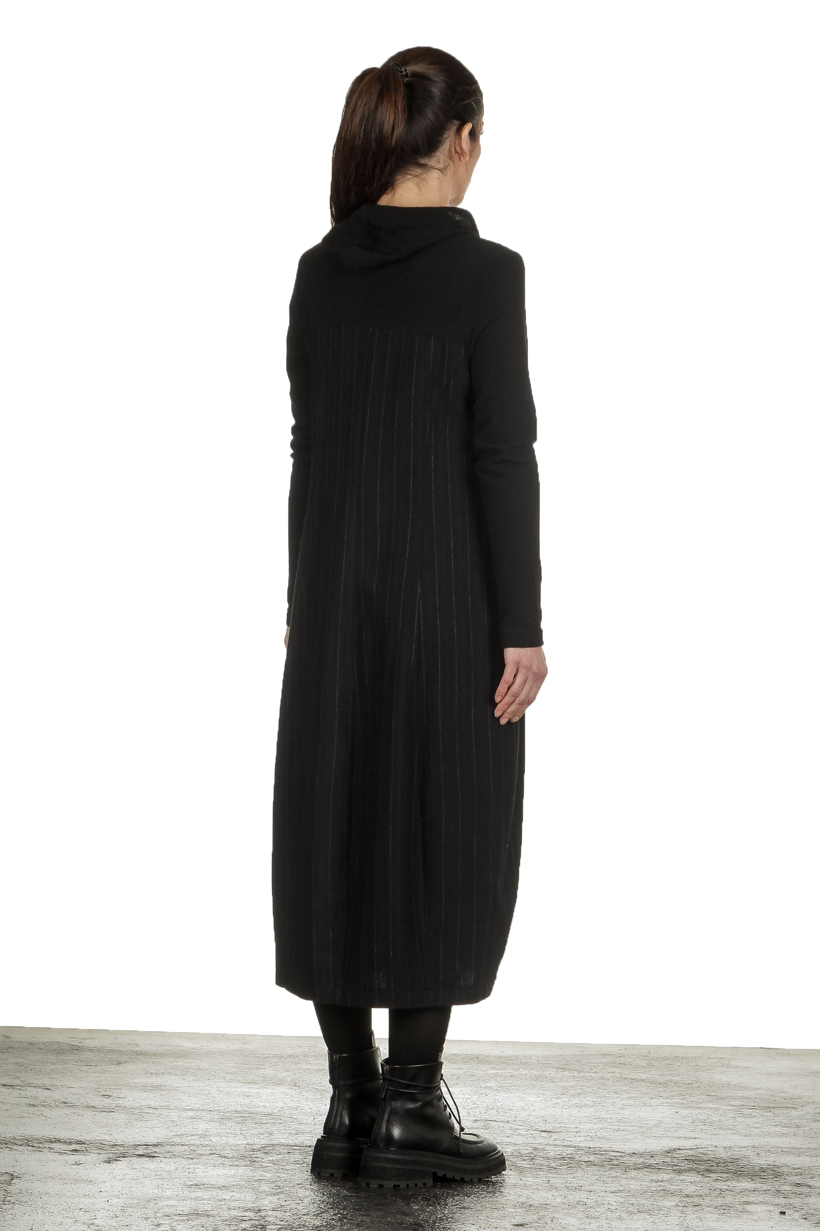 Yukai Damen Kleid Asymetrisch mit Kapuze schwarz