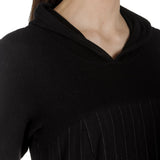 Yukai Damen Kleid Asymetrisch mit Kapuze schwarz
