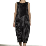 Yukai Damen Trägerkleid Asymetrisch mit Streifen schwarz
