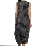 Yukai Damen Trägerkleid Asymetrisch mit Streifen schwarz