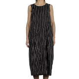 Yukai Damen Trägerkleid Asymetrisch mit Streifen schwarz