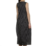 Yukai Damen Trägerkleid Asymetrisch mit Streifen schwarz