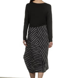 Yukai Damen Kleid Asymetrisch mit Streifen schwarz