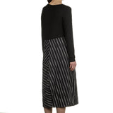 Yukai Damen Kleid Asymetrisch mit Streifen schwarz