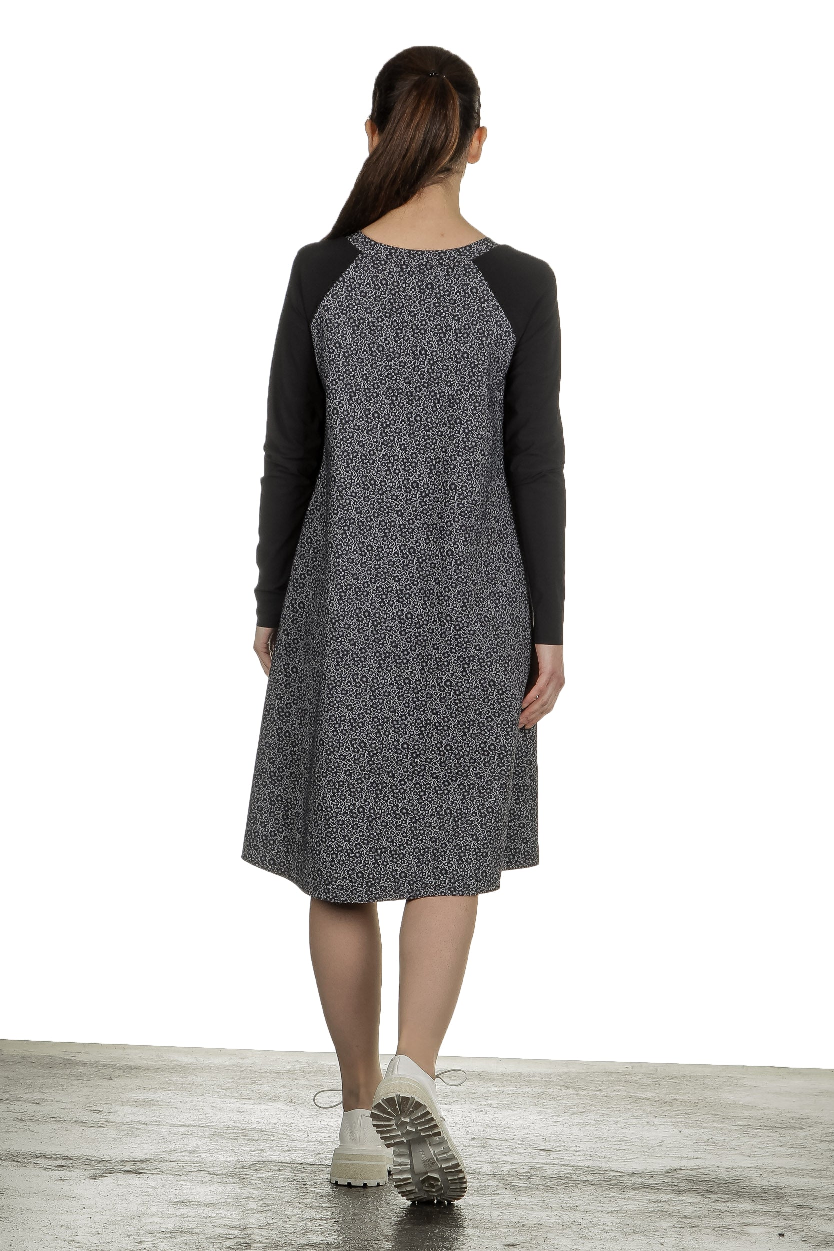 Schella Kann 2 Damen Stretch Kleid mit Print schwarz grau