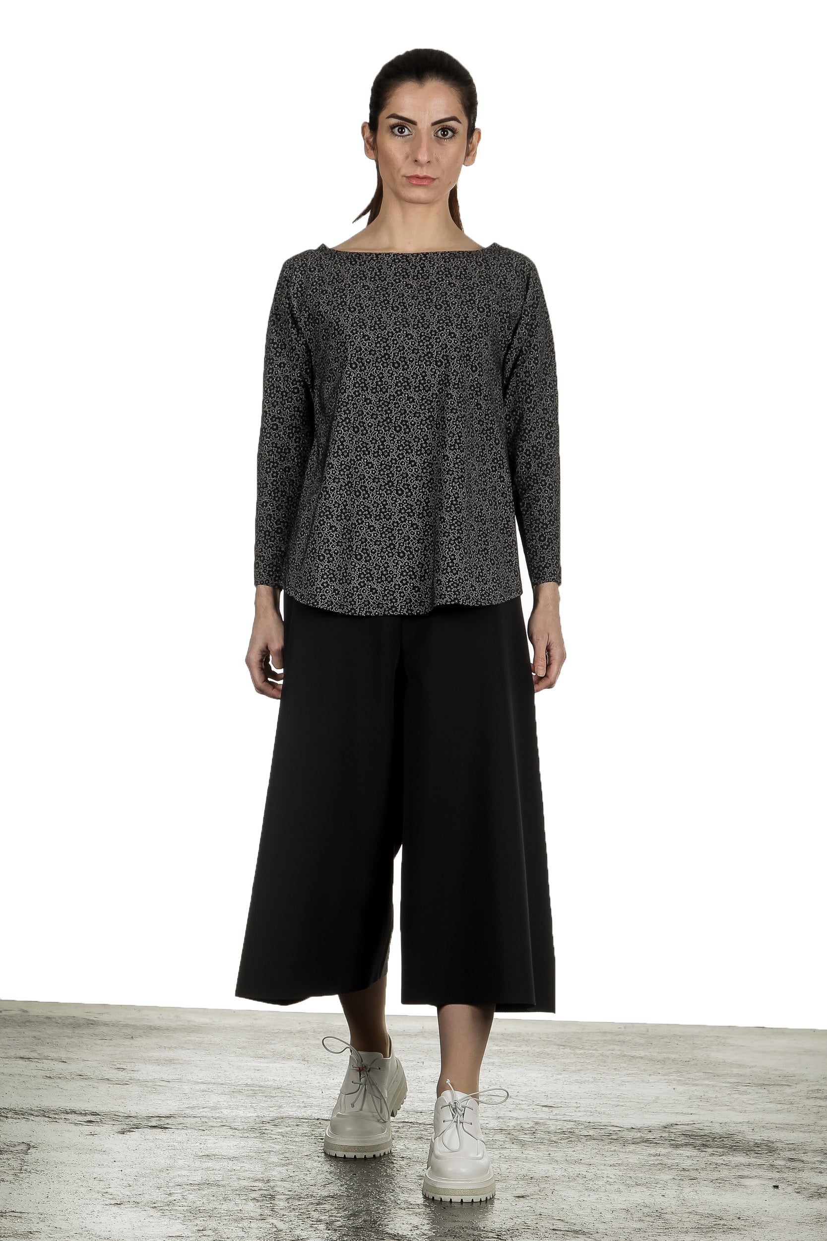 Schella Kann 2 Damen Stretch Langarm Shirt Print schwarz grau