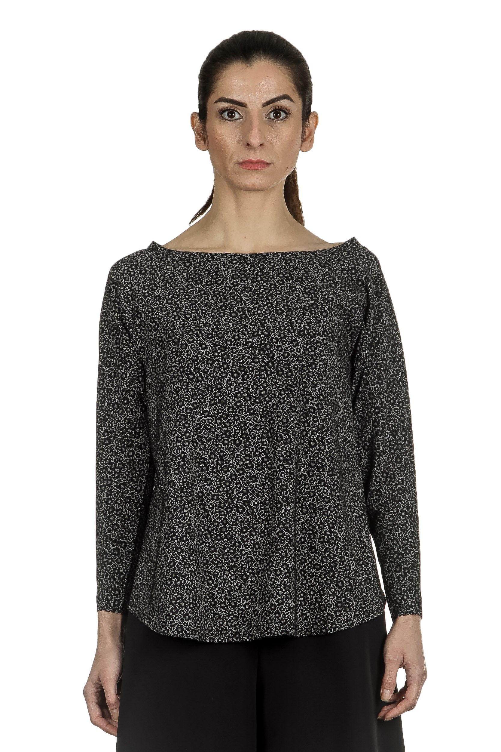 Schella Kann 2 Damen Stretch Langarm Shirt Print schwarz grau