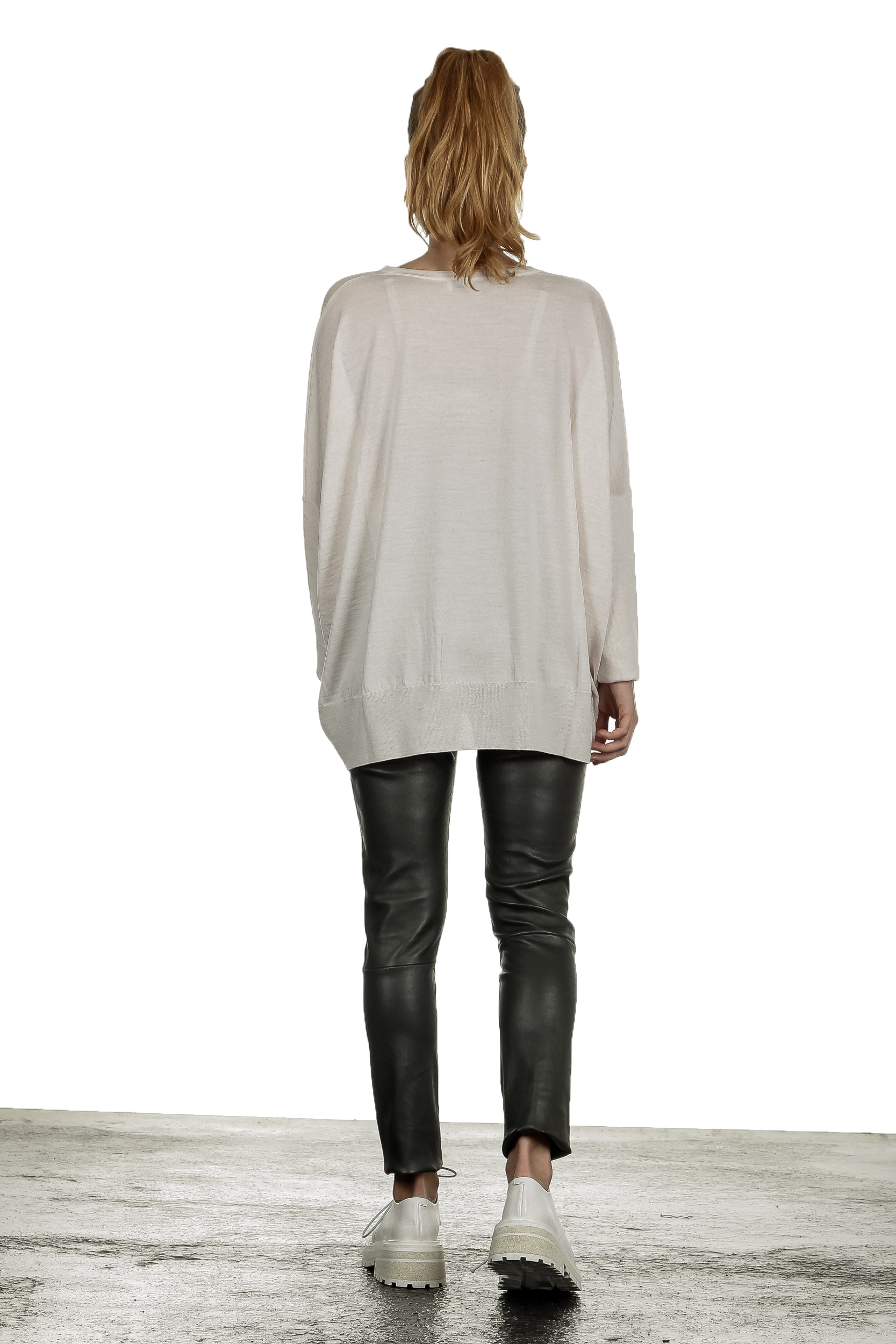 DROMe Damen High-Waist Leder Hose khaki