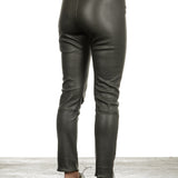 DROMe Damen High-Waist Leder Hose khaki