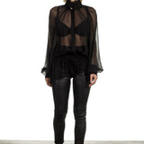 Ann Demeulemeester Damen Bluse schwarz transparent