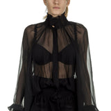 Ann Demeulemeester Damen Bluse schwarz transparent