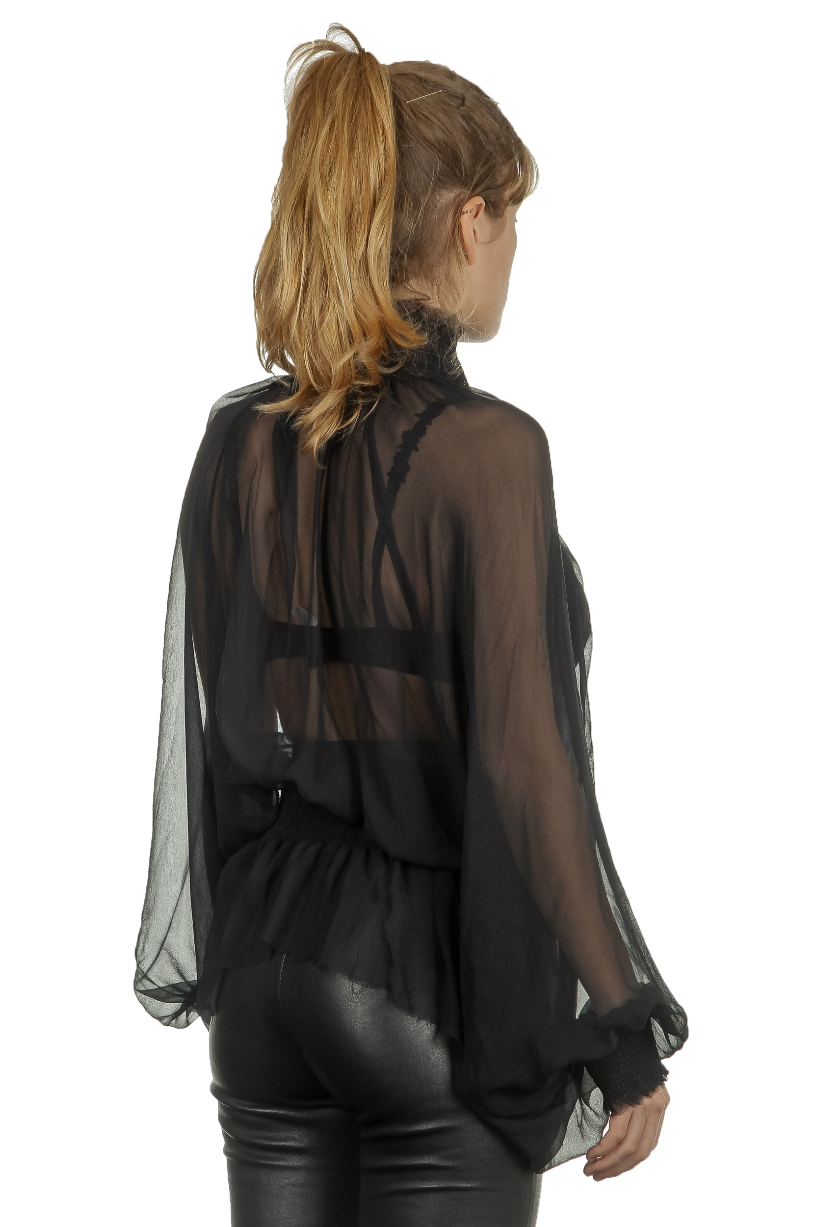 Ann Demeulemeester Damen Bluse schwarz transparent