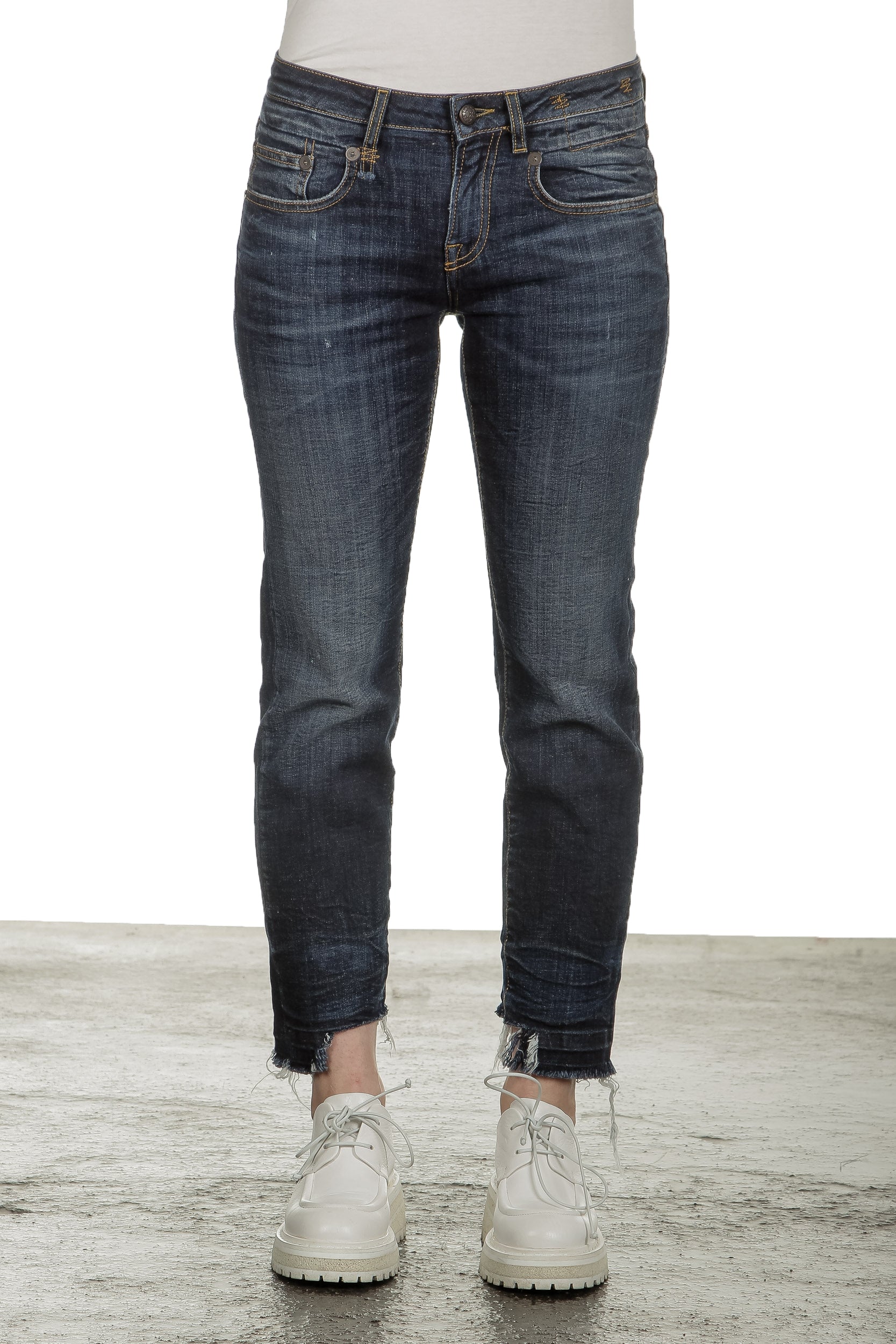 R13 Damen Jeans im Distressed-Look indigo