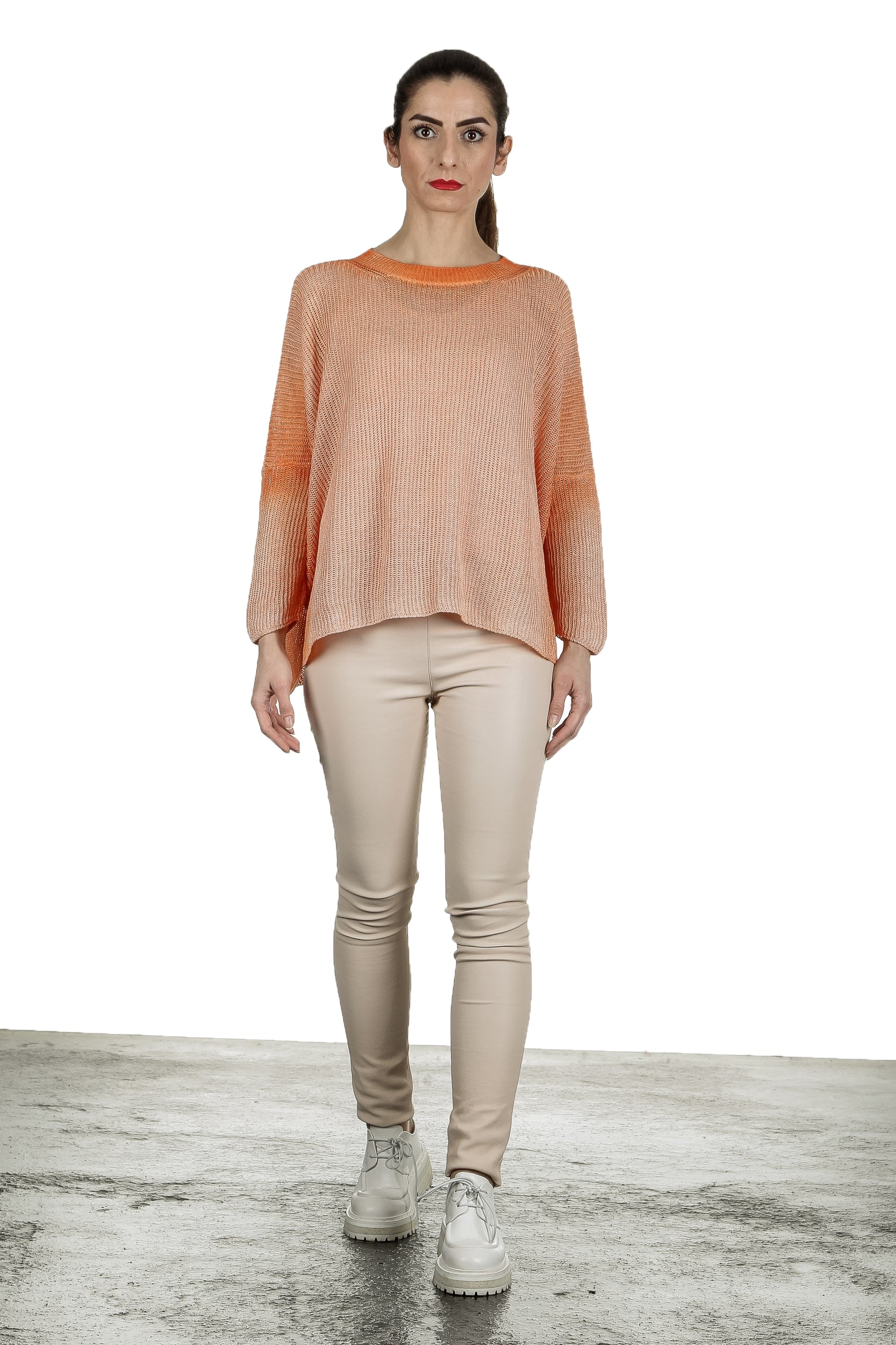 AVANT TOI Damen Oversized Pullover aus Leinen orange