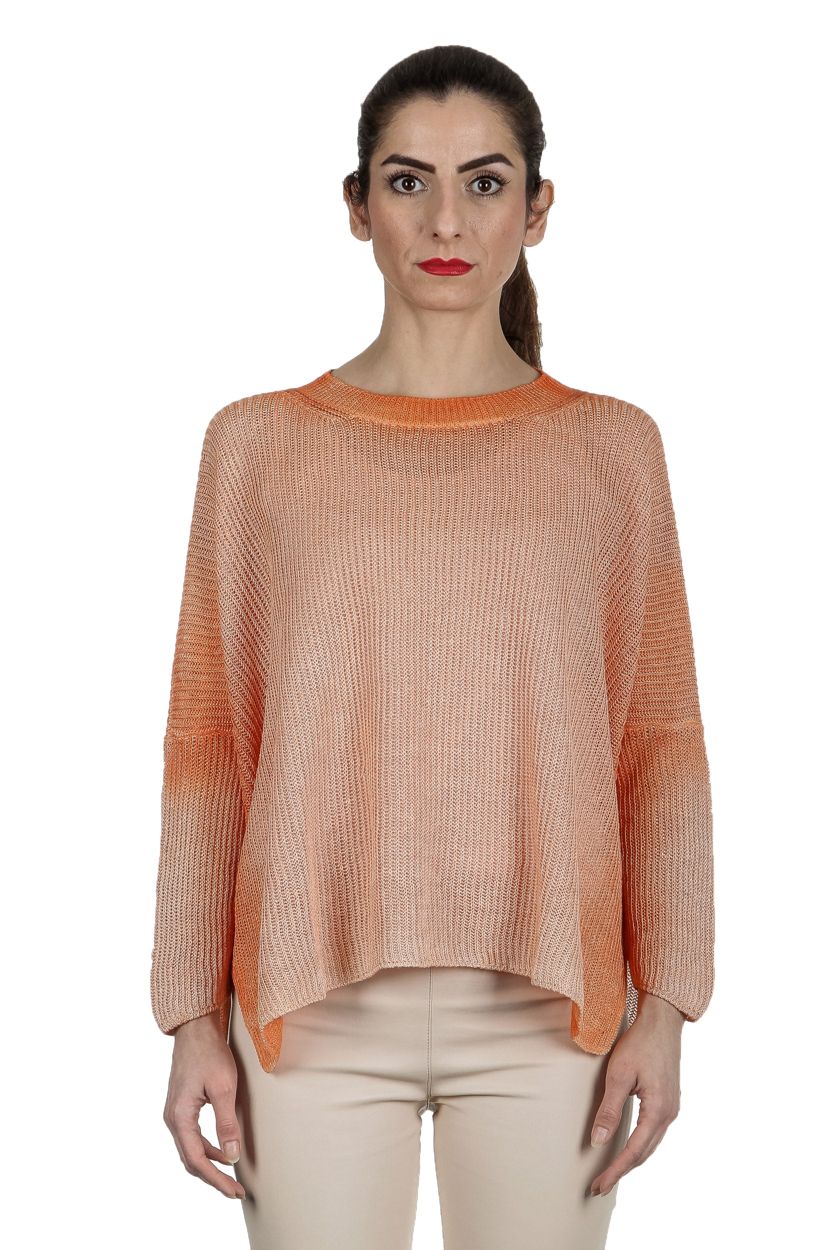 AVANT TOI Damen Oversized Pullover aus Leinen orange