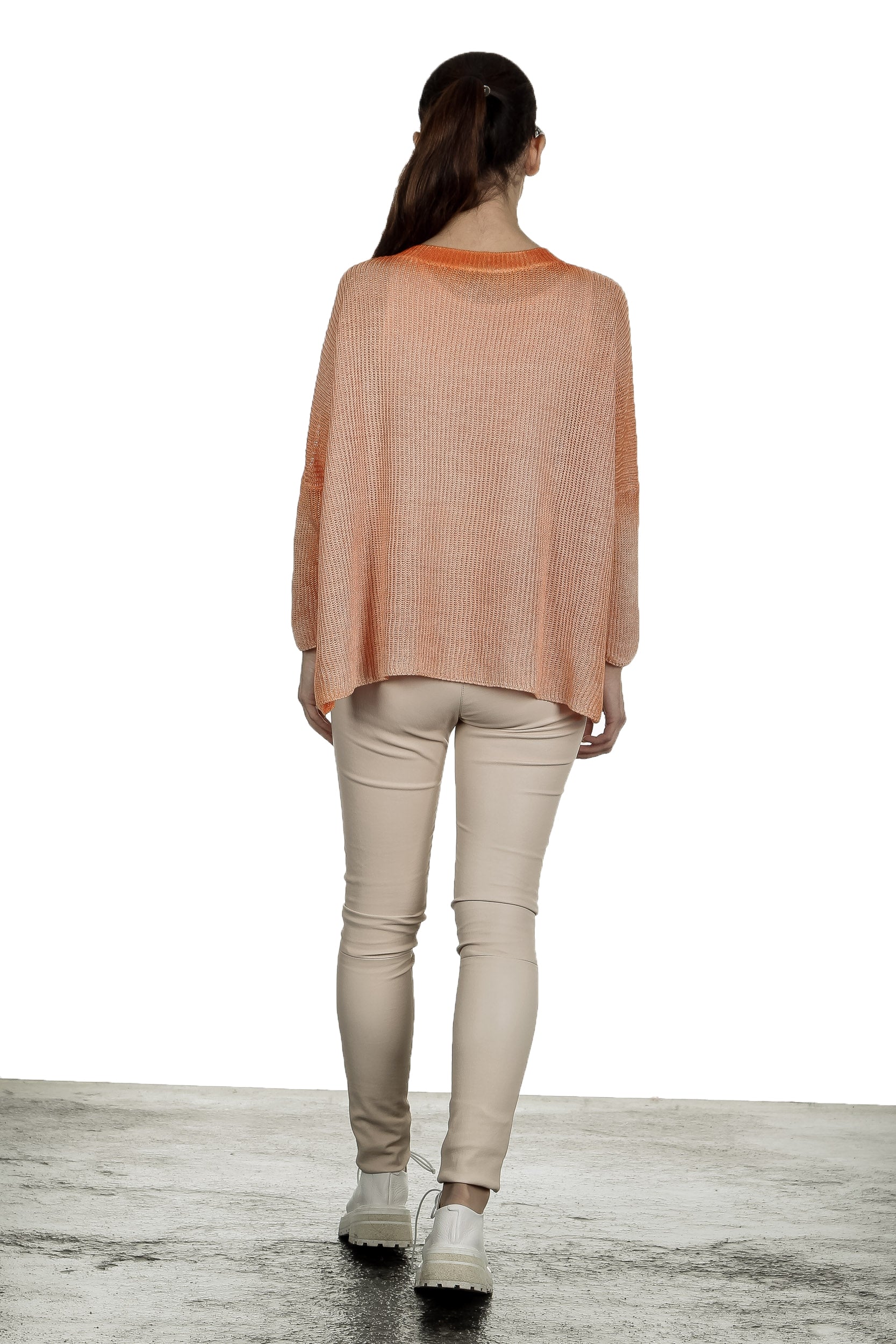 AVANT TOI Damen Oversized Pullover aus Leinen orange