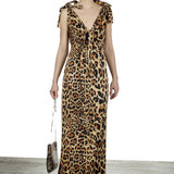 Paco Rabanne Damen Maxikleid mit Leoparden-Print mehrfarbig