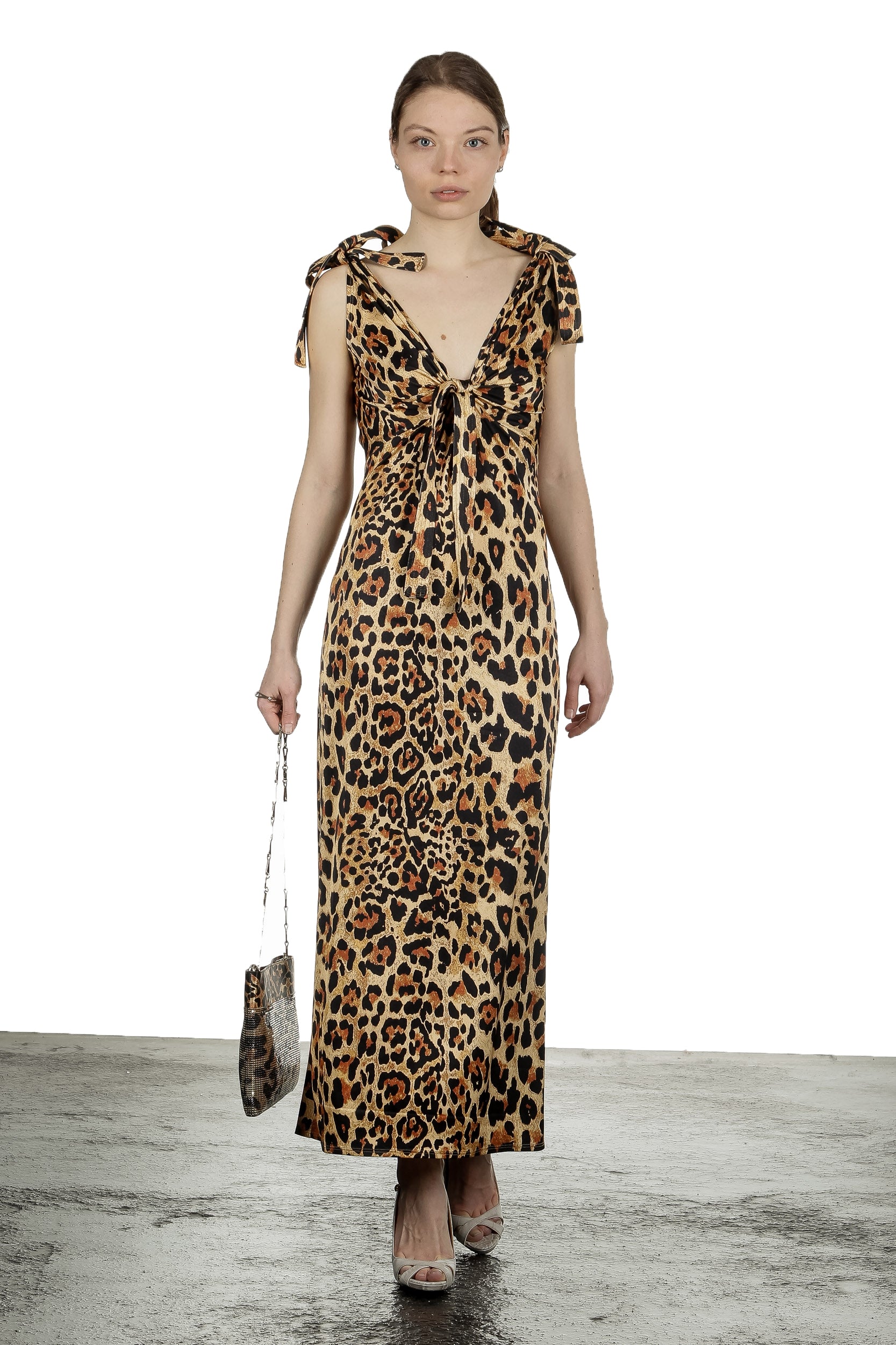 Paco Rabanne Damen Maxikleid mit Leoparden-Print mehrfarbig