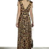 Paco Rabanne Damen Maxikleid mit Leoparden-Print mehrfarbig