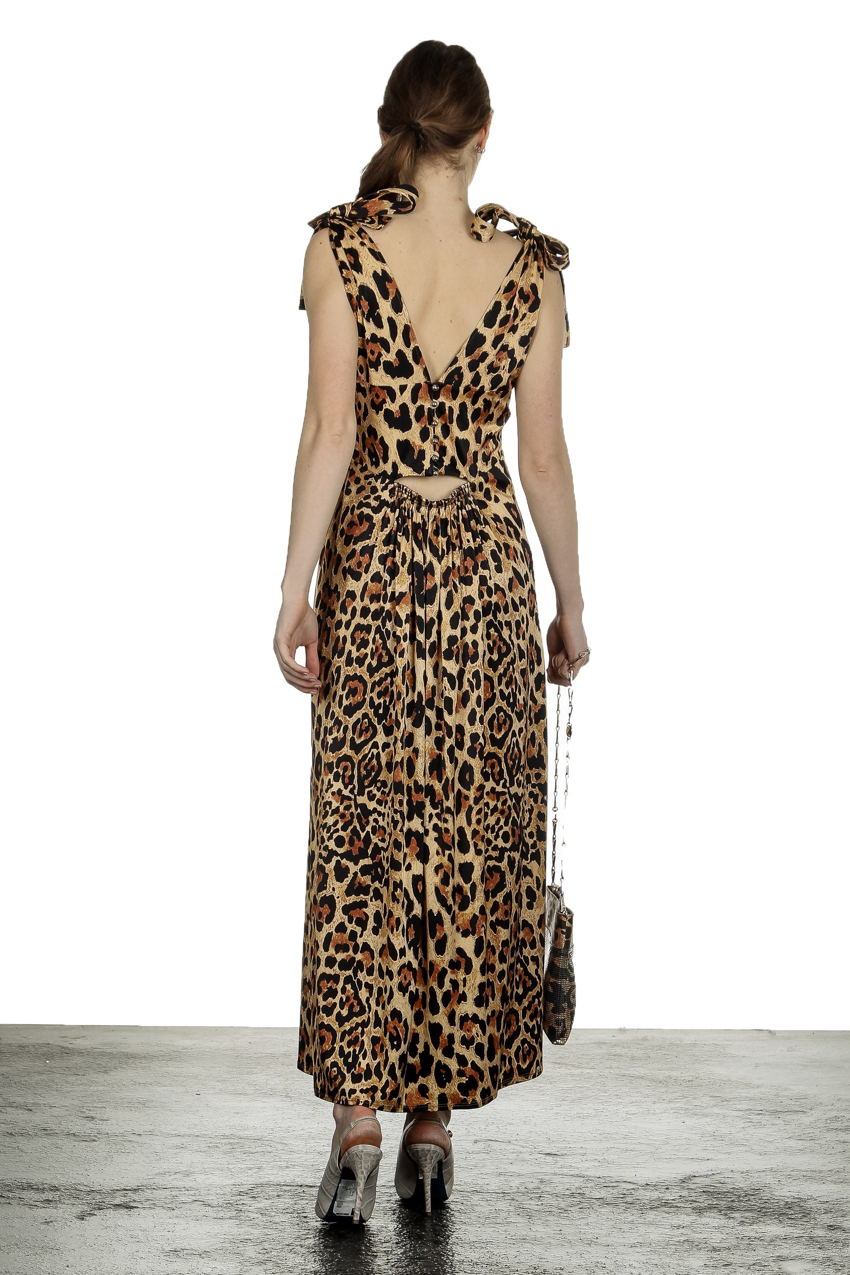 Paco Rabanne Damen Maxikleid mit Leoparden-Print mehrfarbig