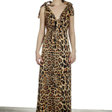 Paco Rabanne Damen Maxikleid mit Leoparden-Print mehrfarbig
